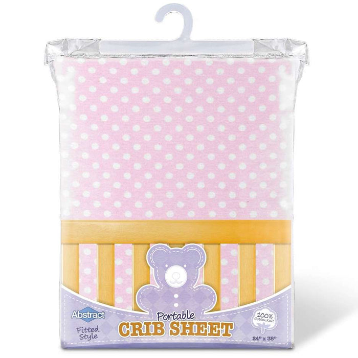 ABSTRACT FITTED SHEET POLKA DOT PINK FOR PORTABLE CRIB - 24" X 38`