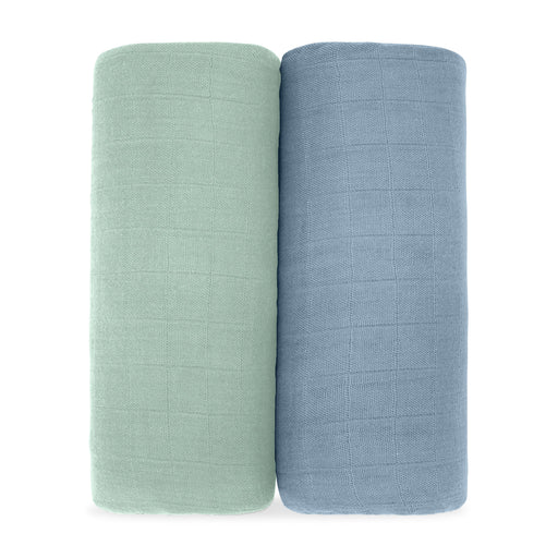 Muslin Swaddle Blanket, 2 Pack by Comfy Cubs - Pacific Blue & Fern Swaddles Comfy Cubs