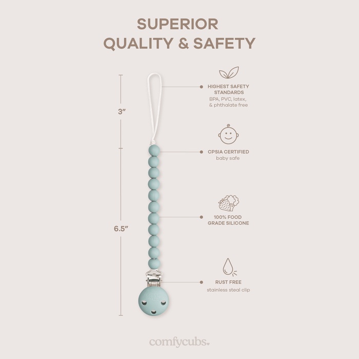 Pacifier Clips, 2 Pack by Comfy Cubs - Earth Green Pacifier Clips & Holders Comfy Cubs