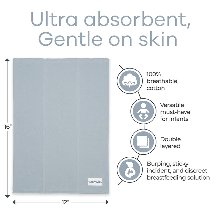 Cotton Burp Cloths by Comfy Cubs - Pacific Blue Cotton Burp Cloths Comfy Cubs