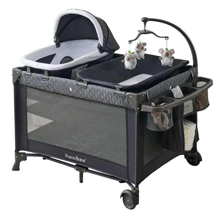 PAMO BABE UNISEX NURSERY CENTER BABY PLAYARD WITH BASSINET & CHANGING TABLE, NEWBORN PLAYPEN PAMO BABE