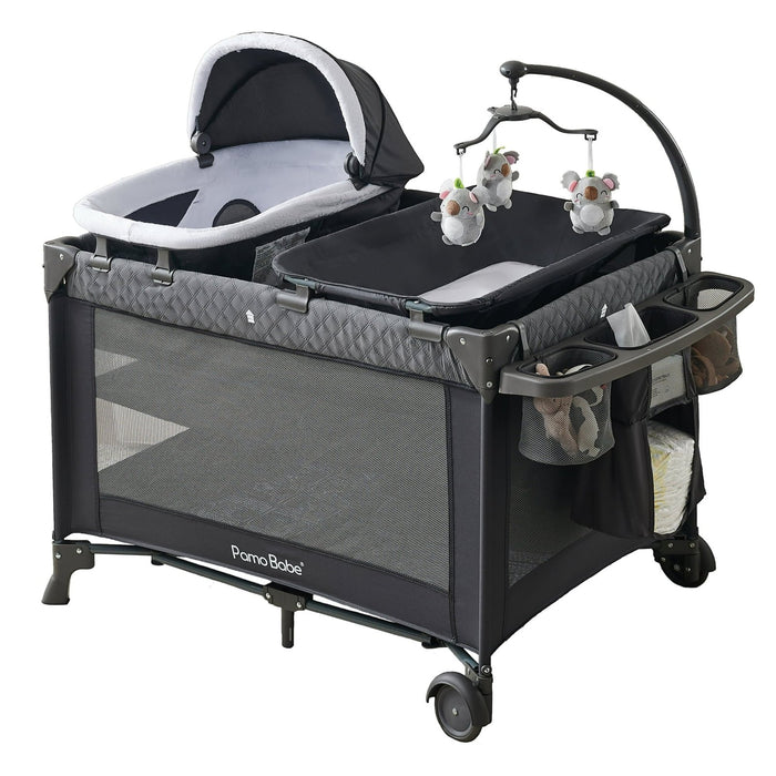 Pamo Babe Unisex Nursery Center Playard with Bassinet & Changing Table