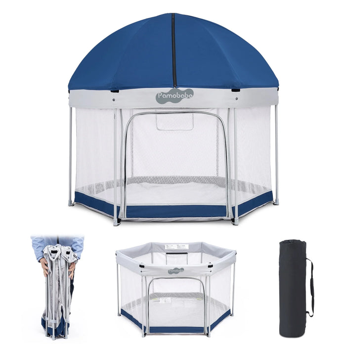 PAMO BABE PREMIUM INDOOR AND OUTDOOR BABY PLAYPEN . BLUE PLAYPEN PAMO BABE