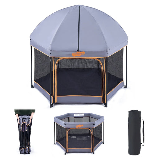 PAMO BABE PREMIUM INDOOR AND OUTDOOR BABY PLAYPEN . GREY PLAYPEN PAMO BABE