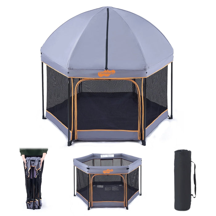 PAMO BABE PREMIUM INDOOR AND OUTDOOR BABY PLAYPEN . GREY PLAYPEN PAMO BABE