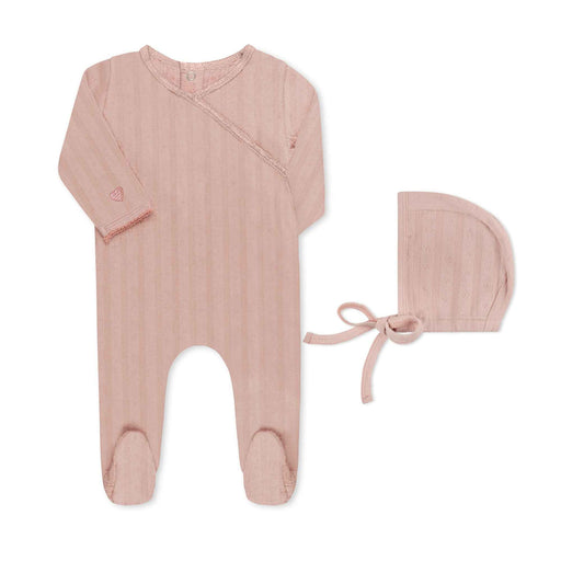 Pointelle Kimono Circle/Heart Footie Pink Tricot Bebe