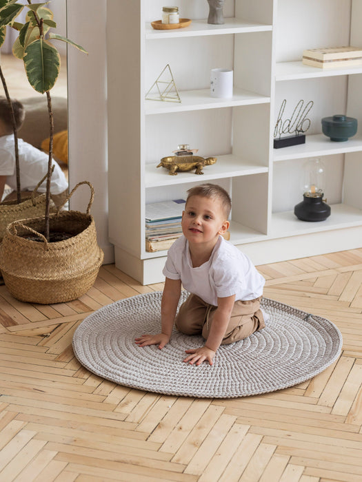 Round plain rug Ecru Rug Anzy Home