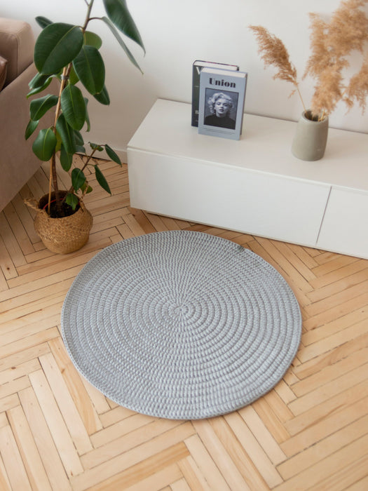 Round plain rug Light grey Rug Anzy Home