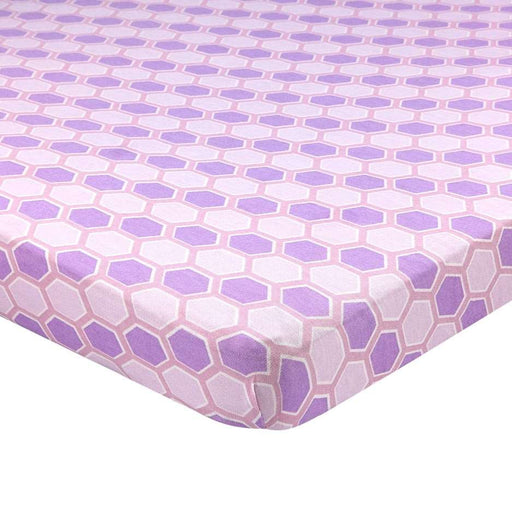 ABSTRACT FITTED SHEET HONEYCOMB LAVENDER FOR PORTABLE CRIB - 24" X 38"