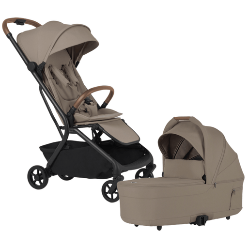 SILVER CROSS NIA COMPACT TRAVEL STROLLER + BASSINET BUNDLE . CHAMPAGNE TRAVEL STROLLER SILVER CROSS