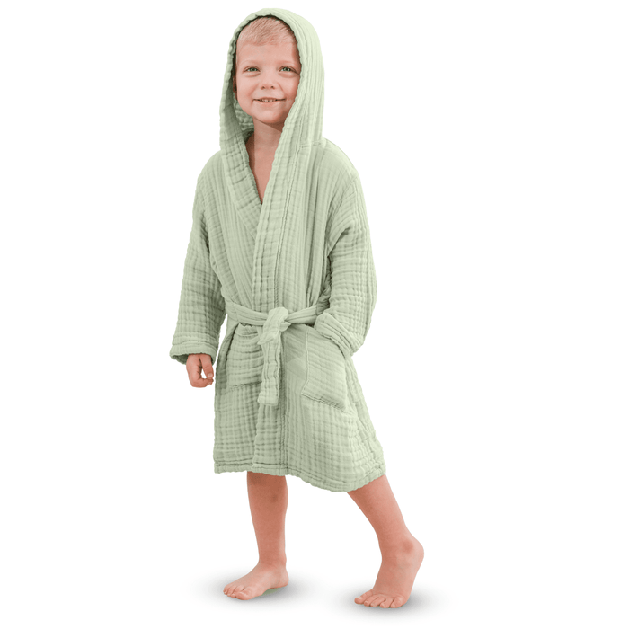 Muslin Bath Robe for Kids, Sage by Comfy Cubs Comfy Cubs