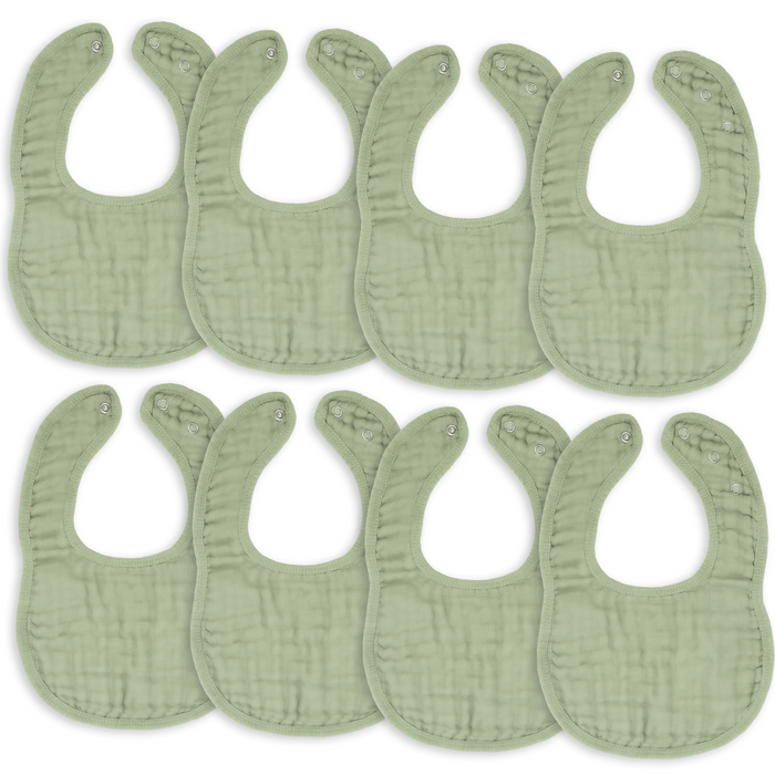 Muslin Bibs by Comfy Cubs - Sage Pack Of 8 Bibs Comfy Cubs