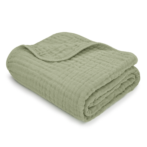 Baby Muslin Blanket by Comfy Cubs in Sage Muslin Comfy Cubs