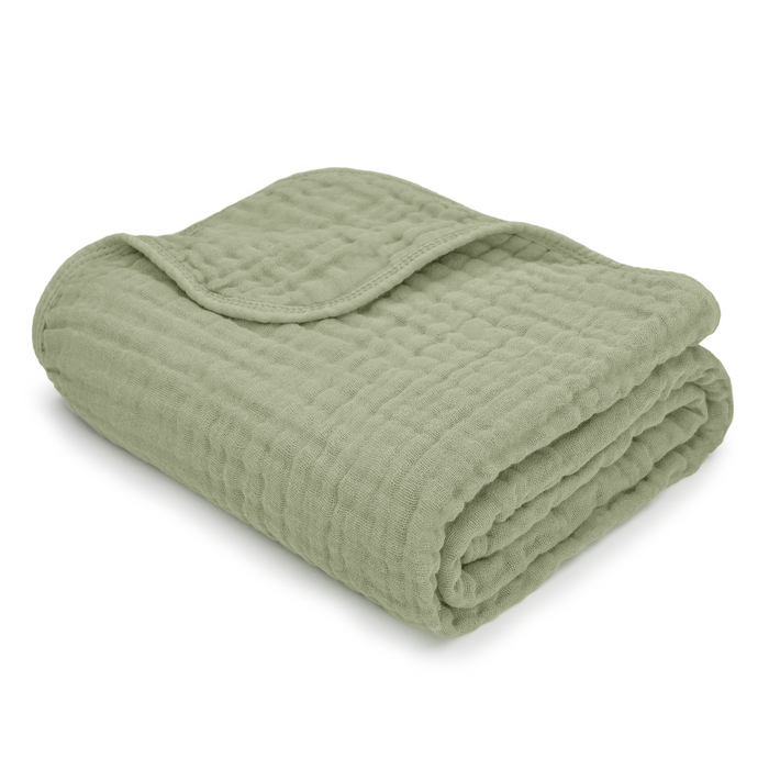 Baby Muslin Blanket by Comfy Cubs in Sage Muslin Comfy Cubs