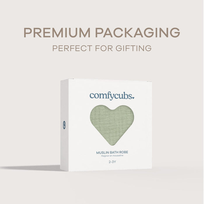 Muslin Bath Robe for Kids, Sage by Comfy Cubs Comfy Cubs