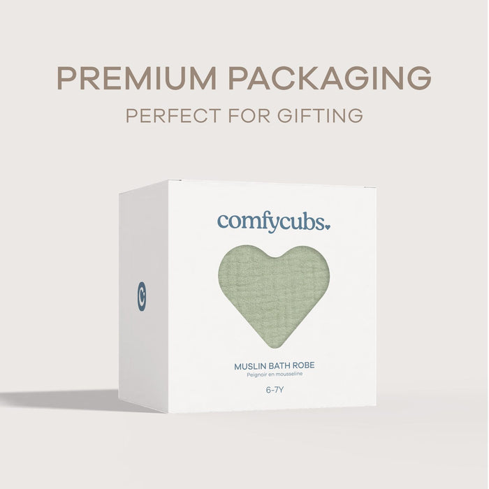 Muslin Bath Robe for Kids, Sage by Comfy Cubs Comfy Cubs