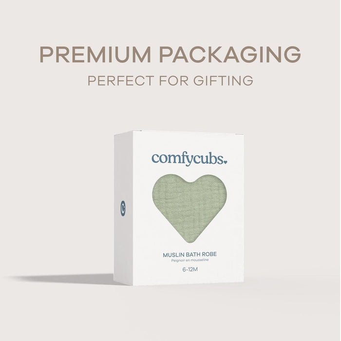 Muslin Bath Robe for Kids, Sage by Comfy Cubs Comfy Cubs