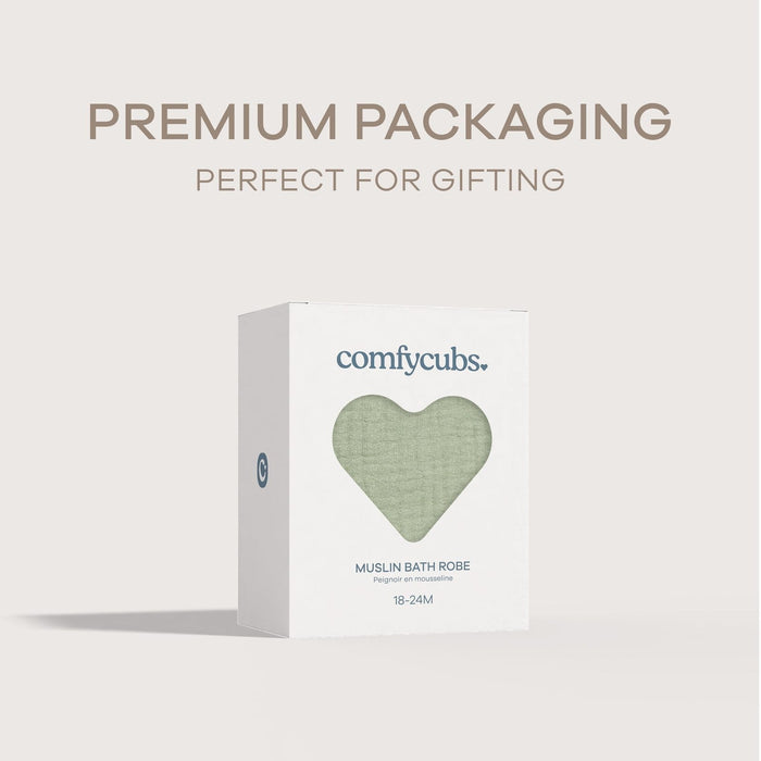 Muslin Bath Robe for Kids, Sage by Comfy Cubs Comfy Cubs