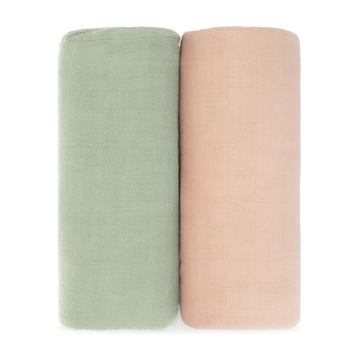 Muslin Swaddle Blanket, 2 Pack by Comfy Cubs - Sage & Blush Swaddles Comfy Cubs