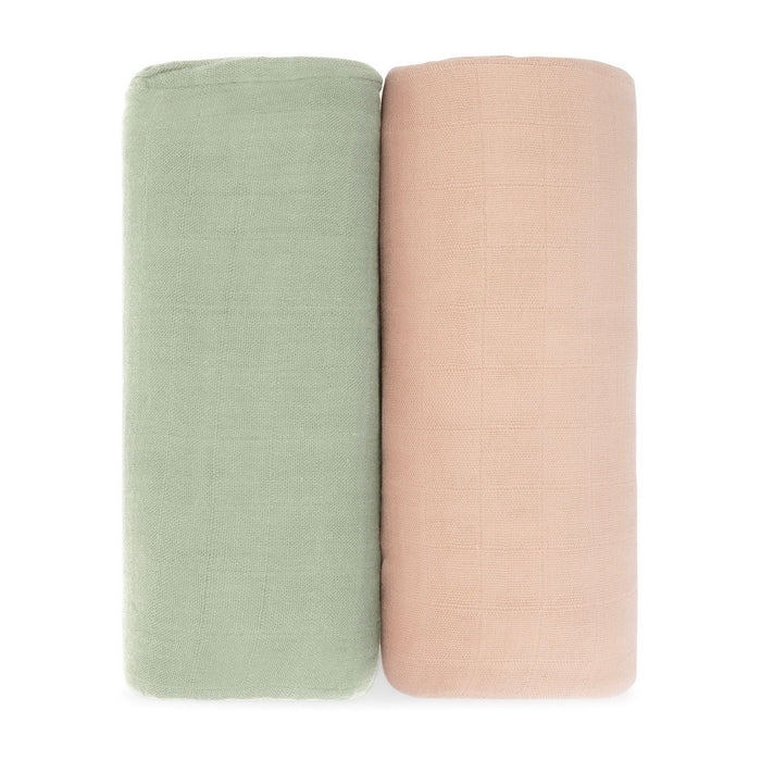 Muslin Swaddle Blanket, 2 Pack by Comfy Cubs - Sage & Blush Swaddles Comfy Cubs