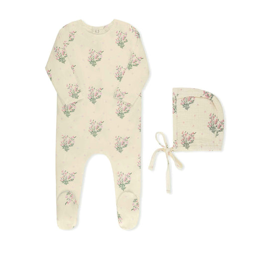 Scattered Floral Footie Pink Tricot Bebe