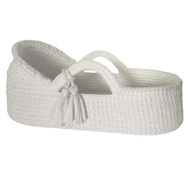 BABY Z MOSES BASKET CRADLE WITH ROCKING FRAME . WHITE BASSINET BABY Z