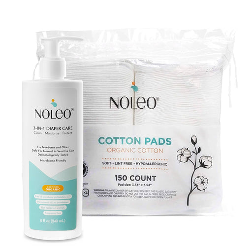 NOLEO DUO: 3-in-1 Diaper Rash Cream & Large Cotton Pads Single Pack Diaper Rash Treatment Cream > Baby Wipes > Liniment > Organic Baby Wipes > Baby Lotion > Cloth Diaper Safe Rash Cream M4A