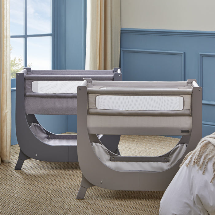 Shnuggle Air Lite Bedside Bassinet | Infant Crib | Height Adjustable Baby Bed with Mattress + 1 Waterproof + 2 White Sheets Cribs M4A