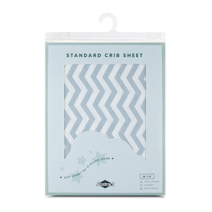 ABSTRACT FITTED SHEET ZIGZAG FOR REGULAR CRIB - 28"X52" . FRANCH BLUE SHEETS ABSTRACT