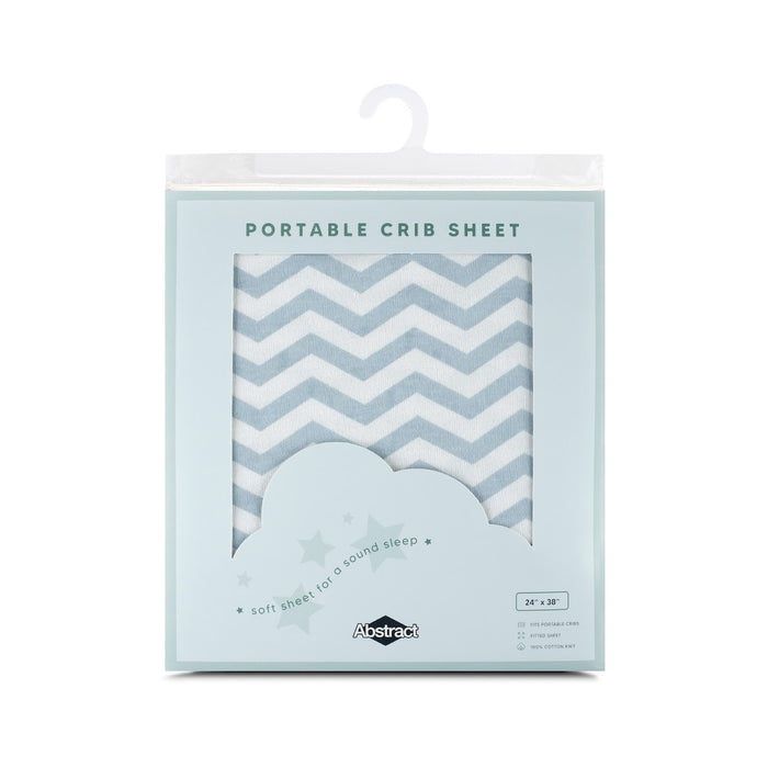 ABSTRACT FITTED SHEET ZIGZAG FOR PORTABLE CRIB - 25"X40" . FRANCH BLUE SHEETS ABSTRACT