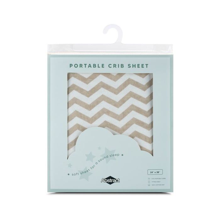 ABSTRACT FITTED SHEET ZIGZAG FOR PORTABLE CRIB - 25"X40" . OAT SHEETS ABSTRACT