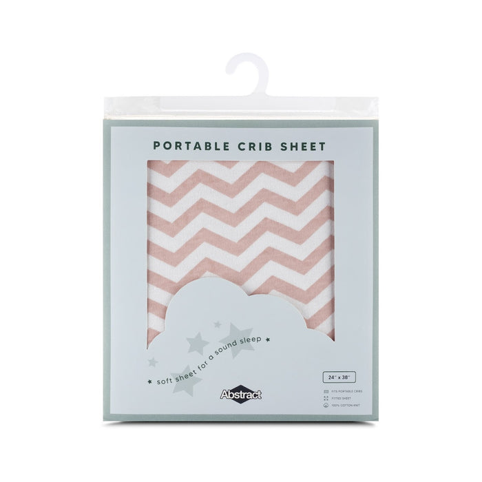 ABSTRACT FITTED SHEET ZIGZAG FOR PORTABLE CRIB - 25"X40" . MAUVE SHEETS ABSTRACT