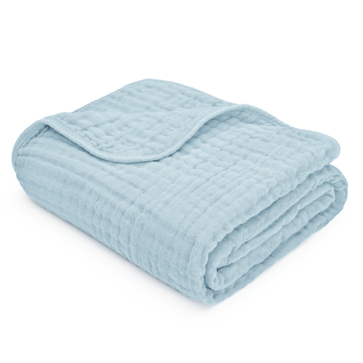 Baby Muslin Blanket by Comfy Cubs in Sky Blue Muslin Comfy Cubs