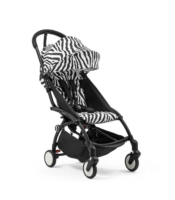 STOKKE® YOYO³ STROLLER FROM 6 MONTH . ZEBRA ON BLACK STROLLER STOKKE