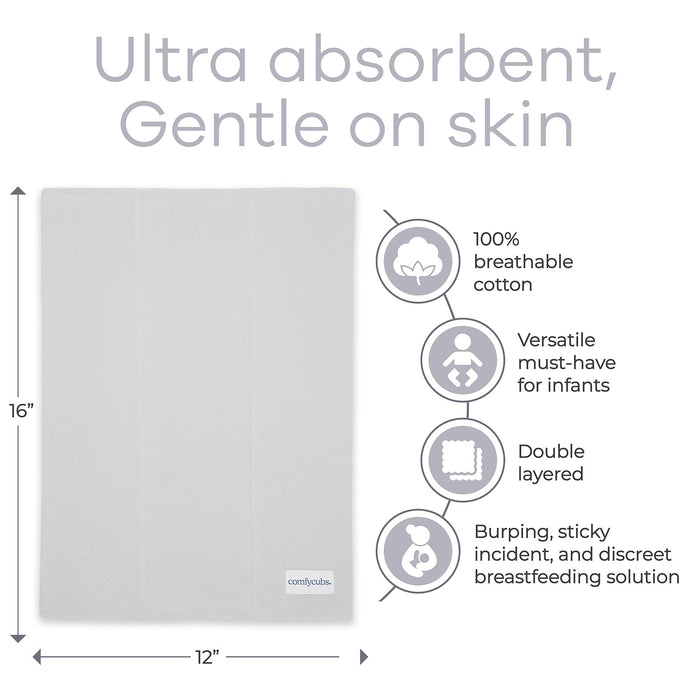 Cotton Burp Cloths by Comfy Cubs - Stone Cotton Burp Cloths Comfy Cubs