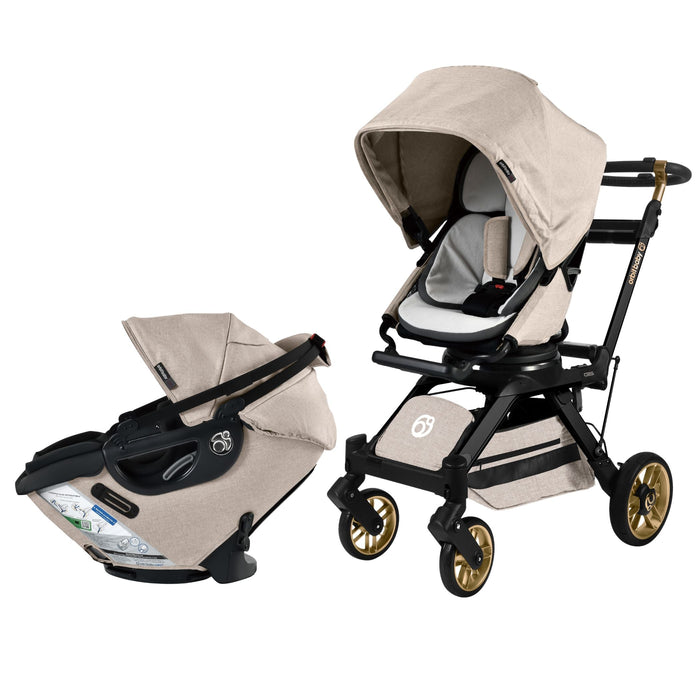 Stroll & Ride Travel System Mélange Flax Black Luxe Stroller System Orbit Baby
