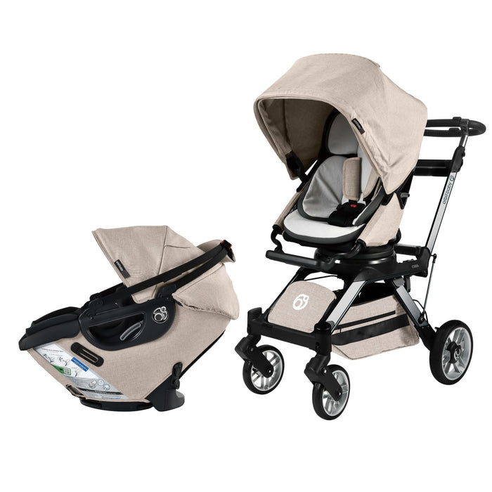 Stroll & Ride Travel System Mélange Flax Titanium Stroller System Orbit Baby