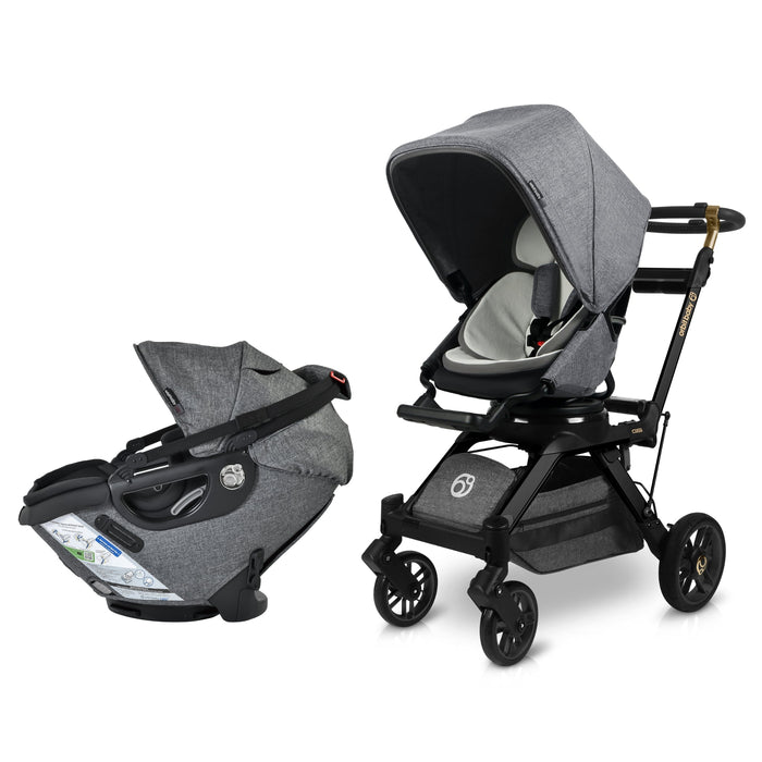Stroll & Ride Travel System Mélange Grey Black Luxe Stroller System Orbit Baby