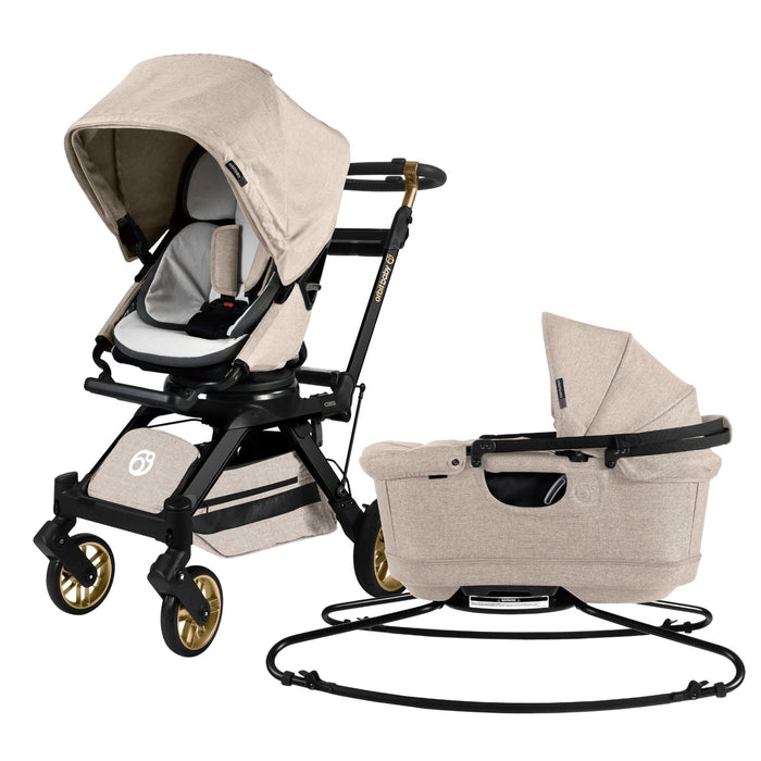 Stroll & Sleep Travel System Mélange Flax Black Luxe Stroller System Orbit Baby