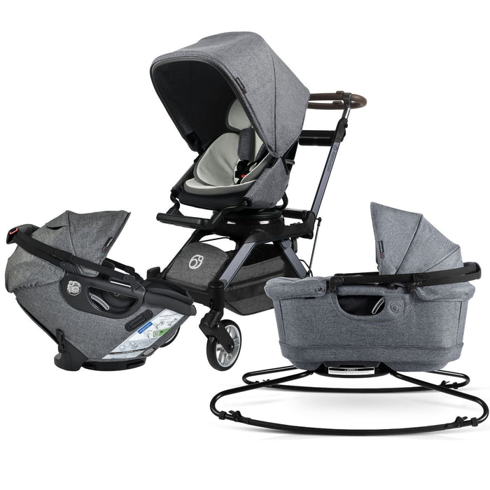 Stroll, Sleep, & Ride Travel System Mélange Grey Titanium Stroller System Orbit Baby