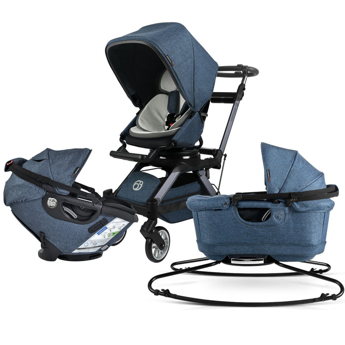 Stroll, Sleep, & Ride Travel System Mélange Navy Titanium Stroller System Orbit Baby