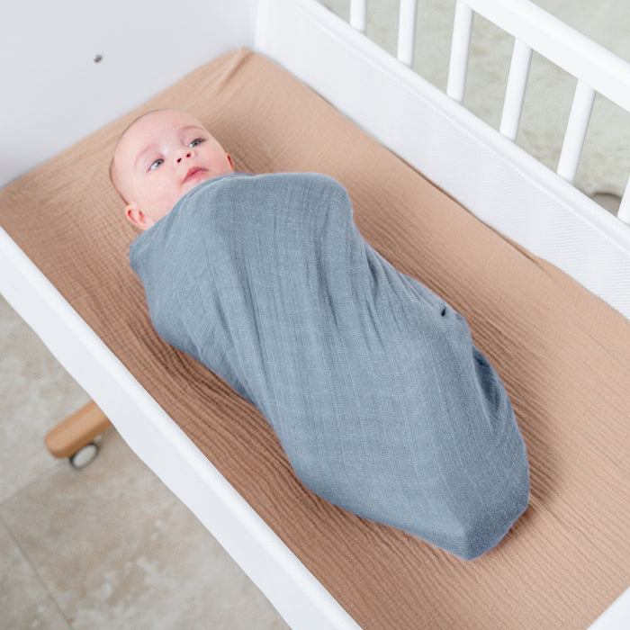 Muslin Swaddle Blanket, 1 Pack by Comfy Cubs - Pacific Blue Swaddles Comfy Cubs