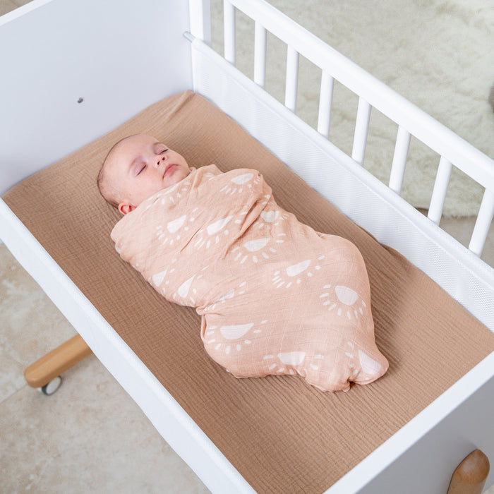 Muslin Swaddle Blanket, 1 Pack by Comfy Cubs - Blush Sun Swaddles Comfy Cubs