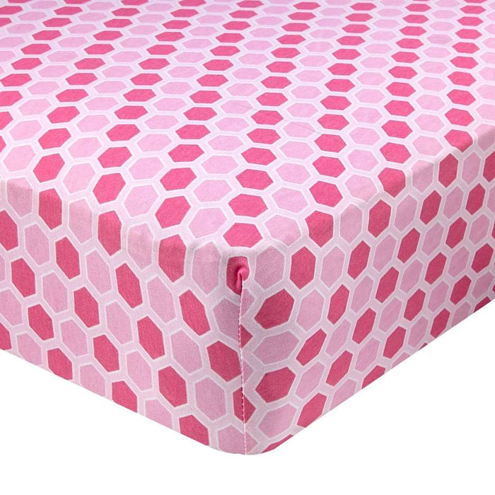 ABSTRACT FITTED SHEET HONEYCOMB PINK FOR STANDARD CRIB - 28" X 52"