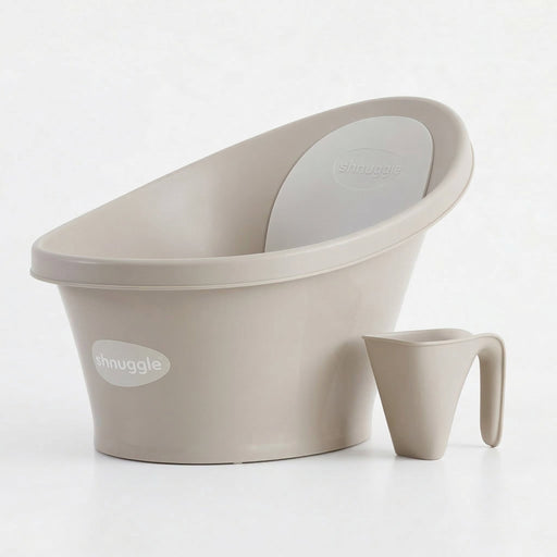 Newborn Bath Essentials Bundle | Baby Bath with Support Bump, Soft Backrest & Rinse Jug | Safe & Stylish Bathtime Set Beige Bath M4A