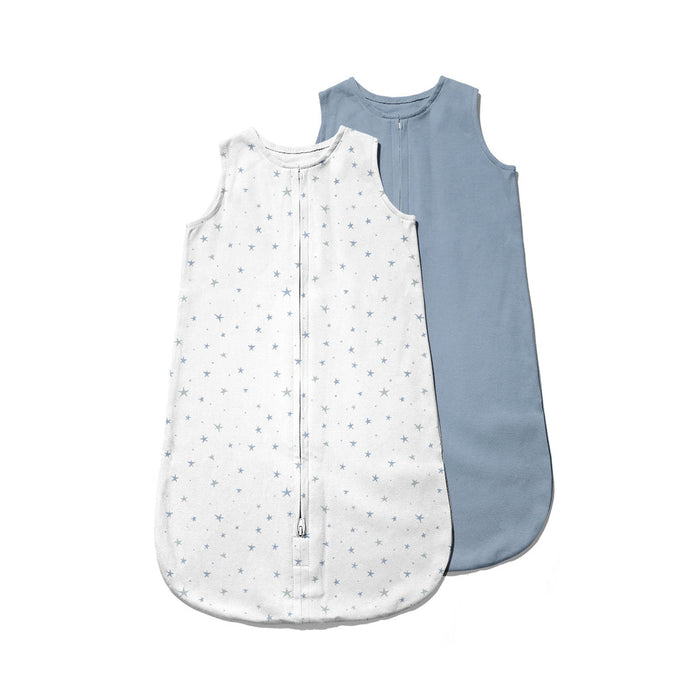 ELY`S & CO. 2 PACK WEARABLE BLANKETS - BLUE STARS - 6-12 M