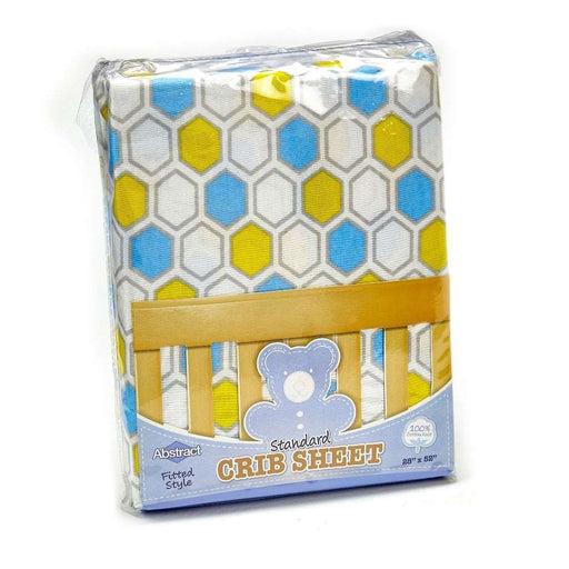 ABSTRACT FITTED SHEET HONEYCOMB YELLOW & BLUE STANDARD CRIB - 28" X 52"