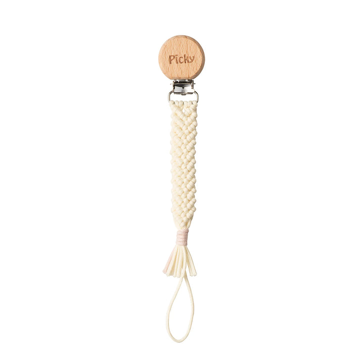 PICKY MACRAME BRAIDED PACI CLIP . LIGHT PINK PACI CLI PICKY
