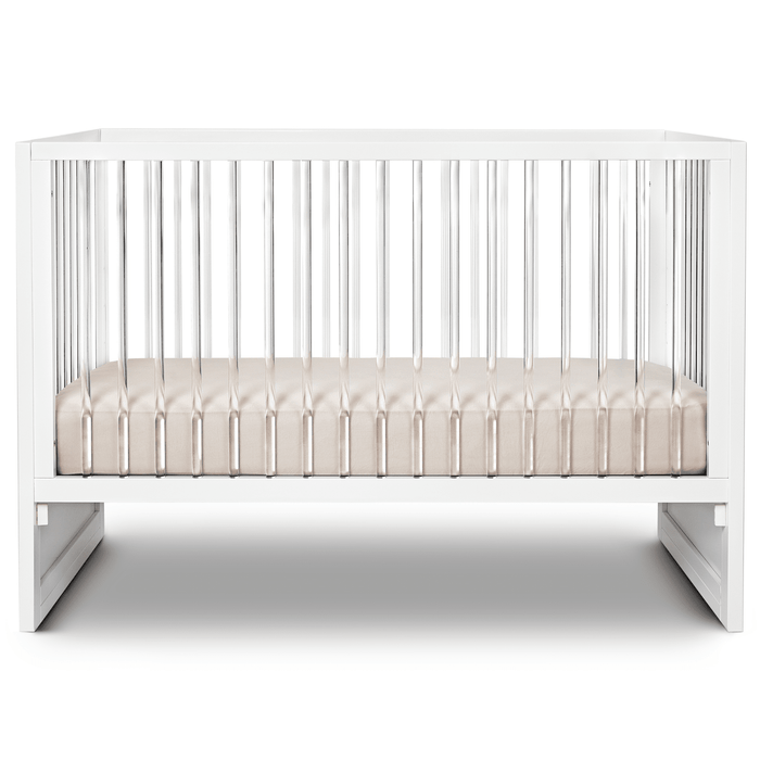 HUSHCRIB 3-IN1 CONVERTIBLE CRIB WITH TRUNDLE BED, WHITE / ACRYLIC