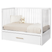 HUSHCRIB 3-IN1 CONVERTIBLE CRIB WITH TRUNDLE BED, WHITE / ACRYLIC